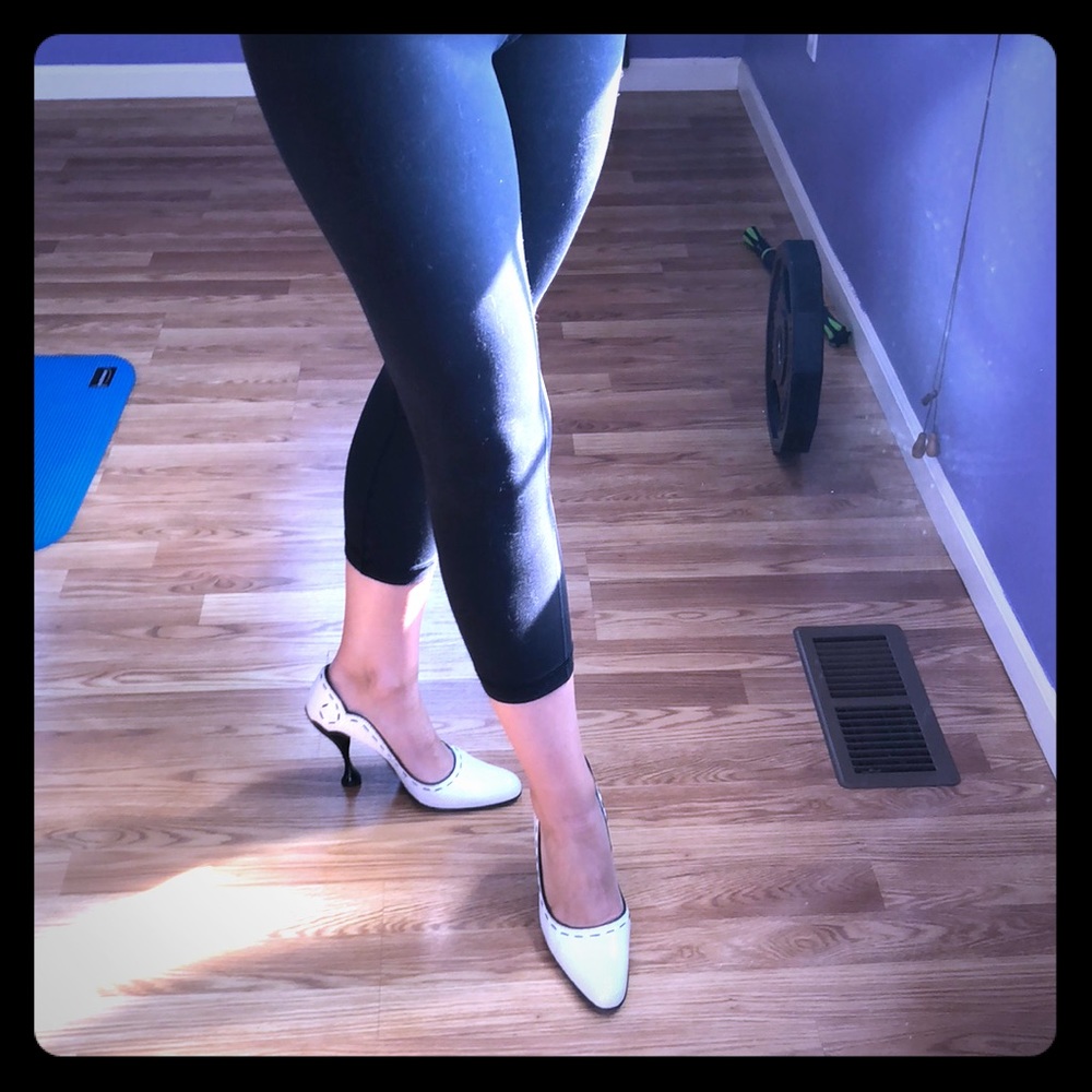 John Fluevog size 8 white cracked leather